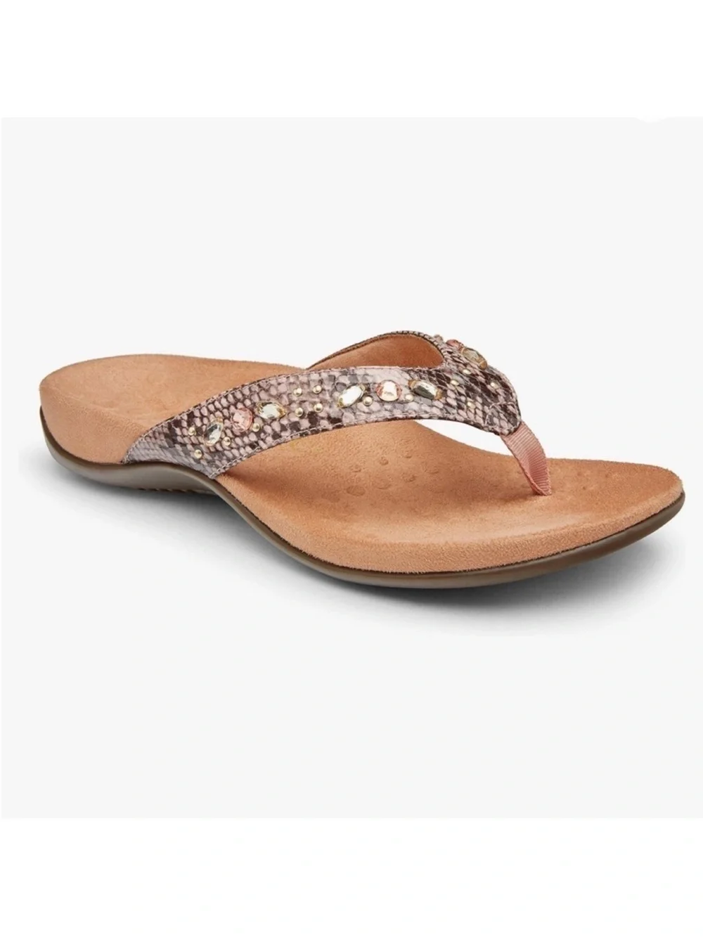 Vionic Lucia Snake Leather Jeweled Sandals  Size 9